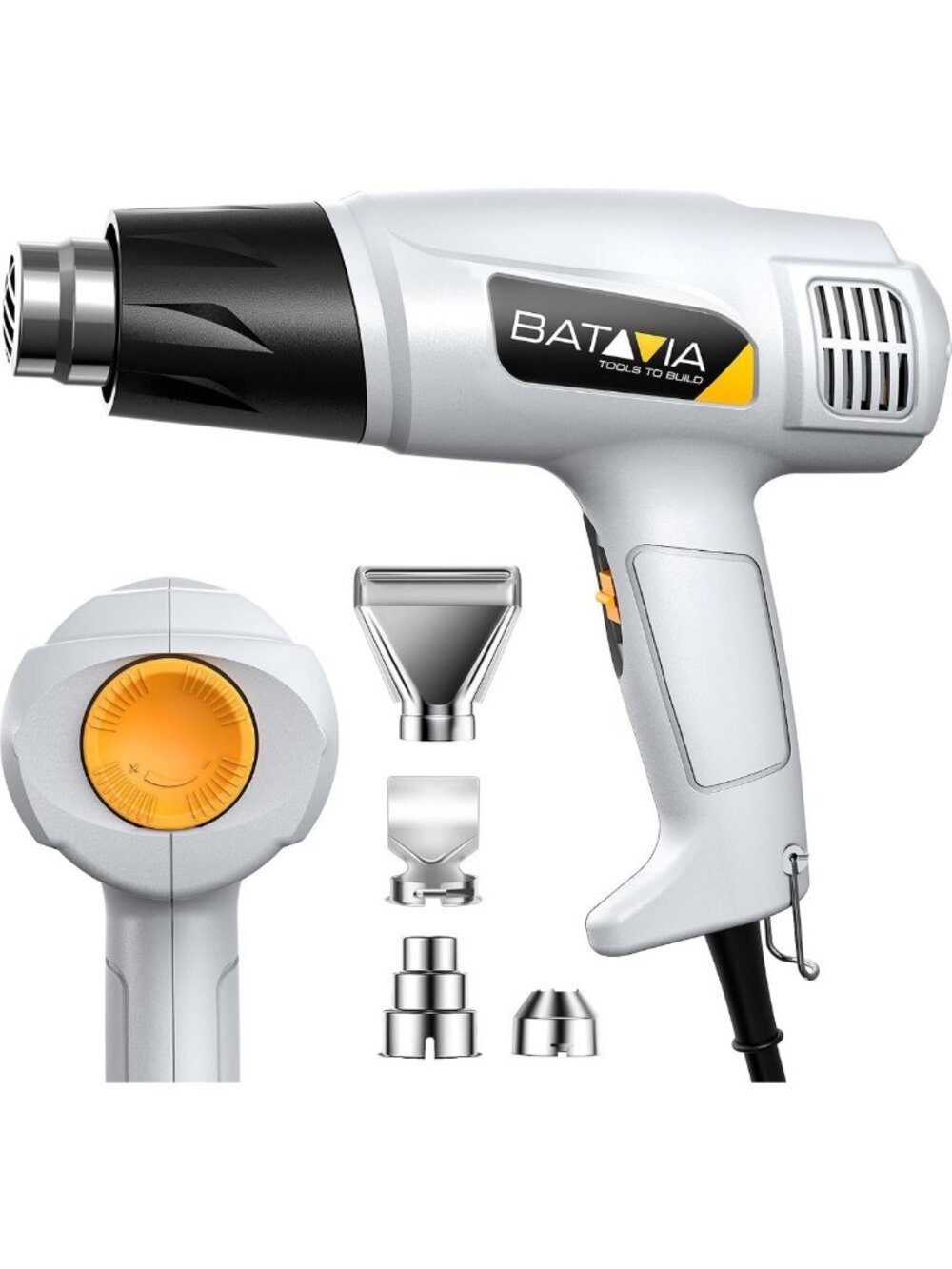 1800W Variable Temp Heat Gun for Crafts, Vinyl Wrap, DIY Projects - 122℉-1202℉